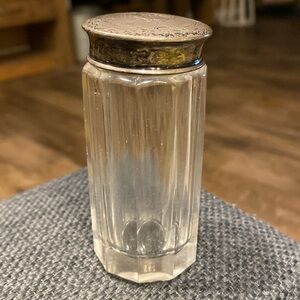 Beveled powder jar with sterling silver top